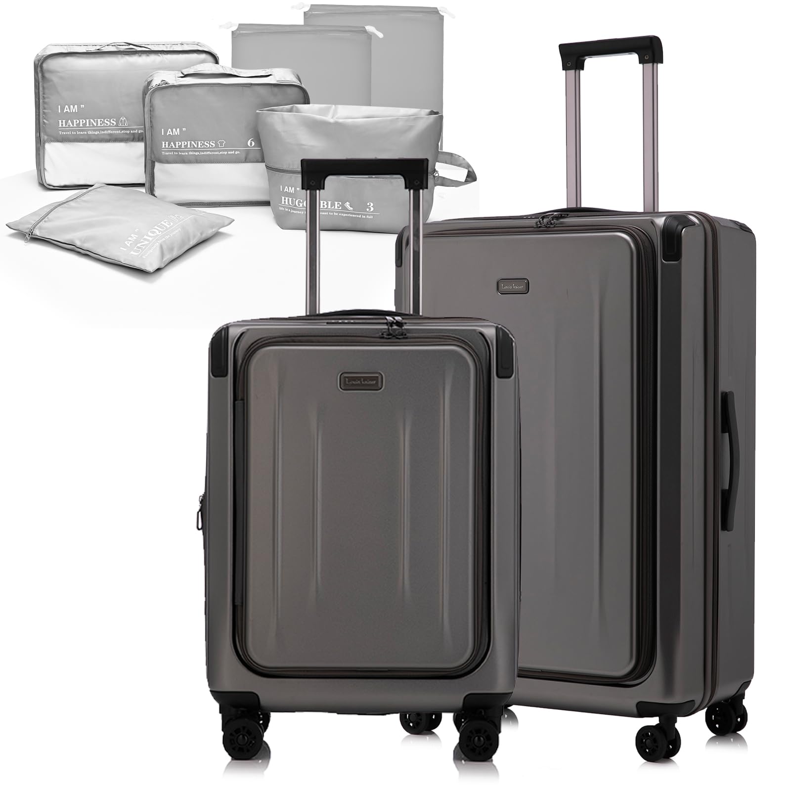 premium carry on luggage, 20 inch top opening aluminum frame lightweight airline approved abs+pc har