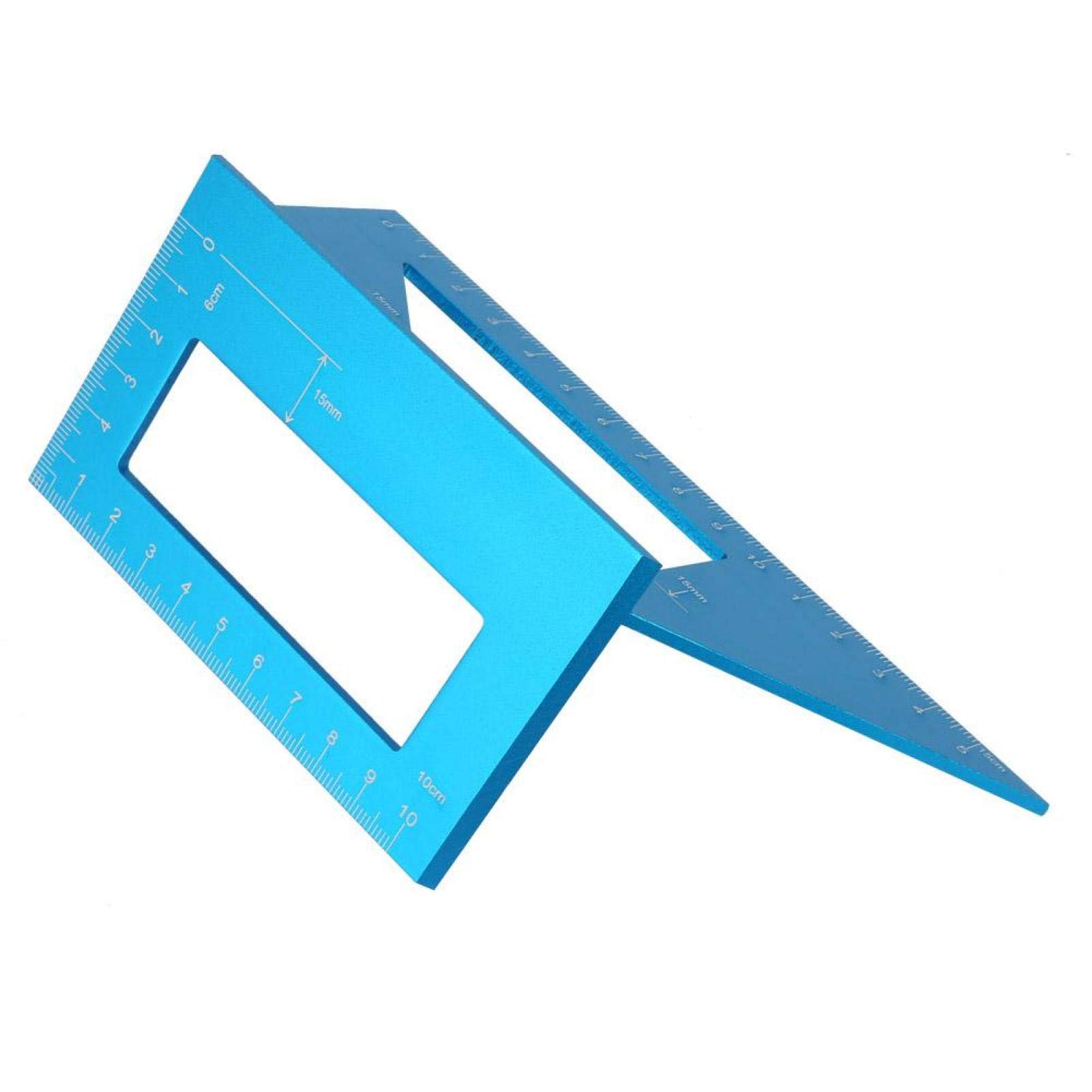 Woodworking Angle Ruler, 45/90 Degree Multifunctional Aluminum Alloy Angle Ruler Marking Gauge Woodworking Tool(Blue)
