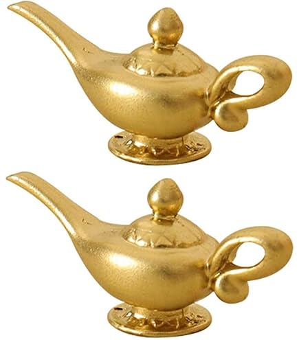 Miniatur Aladdin Genie-Lampe 2 Stück – Goldene Puppenhaus-Deko Im Maßstab 1:12