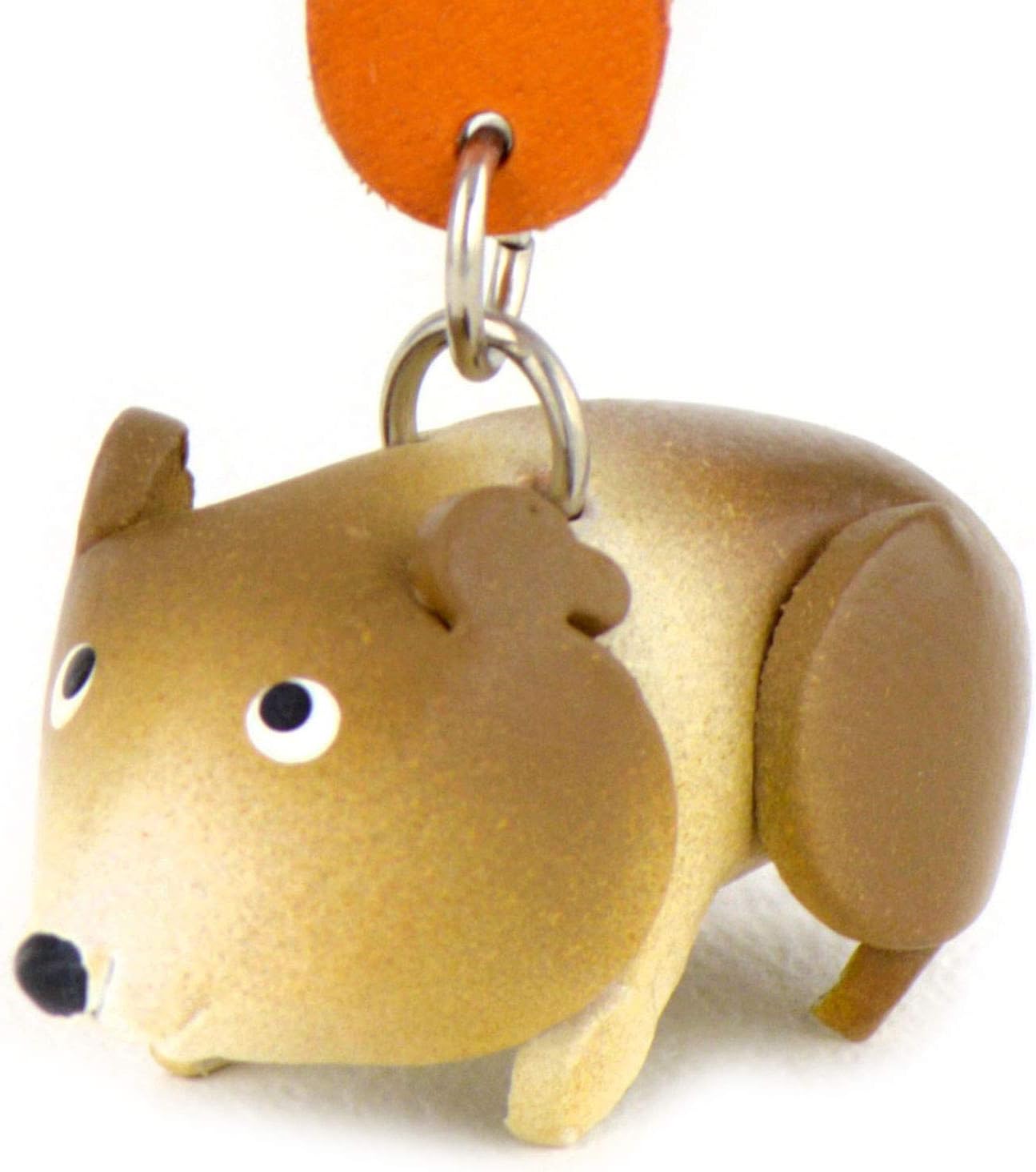 MONKIMAU Leather Keyring Hamster, Brown White