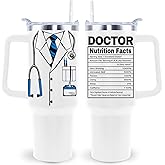 sxmluedn Doctor Tumbler Cup - 40 Oz Mug With Lid, Straw and Handle - Perfect Doctor Appreciation Gift For Women & Men