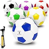 Merkaunis 6 Pcs Soccer Ball with Pump Official Size 3 Outside Sport Soccer Ball Machine Stitched Ball Colored Soccer Training Balls for Game Training Practice or Gift