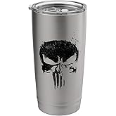 Marvel The Punisher Black Ink Splatter Skull Logo Stainless Steel Insulated Tumbler