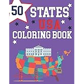 50 States USA Coloring Book: The 50 States Maps Of United States America | Educational Coloring Book For Kids and Adults | State Capitals Coloring ... holiday Geographer adult kids and men women