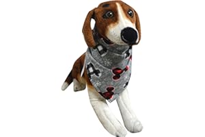 Briefly Stated Pets Mickey Mouse Plaid Ears Merry Christmas Pet Bandana (One Size)