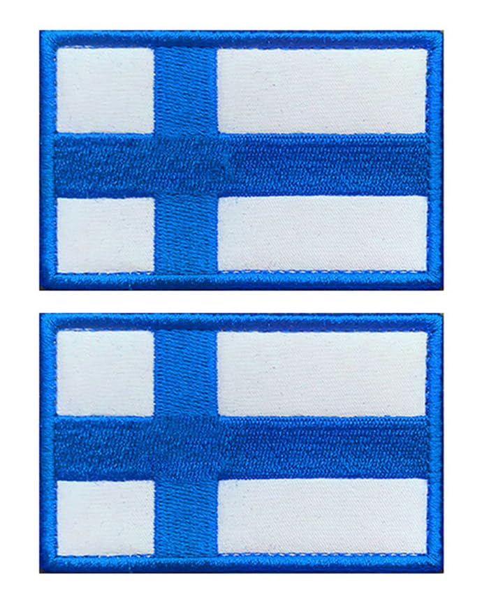 2 Pcs Tactical Finland Flag Embroidered Patches - 3.15"x 2" Nordic Finnish Flag Military Uniform Sew On Emblem Patch - Loop & Hook Fasteners Attach to Tactical Backpack, Garment & Gears