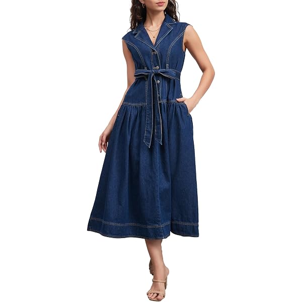 Ronny Kobo Midi Denim Lucien Dress, Indigo Wash, Medium at Amazon Women's  Clothing store