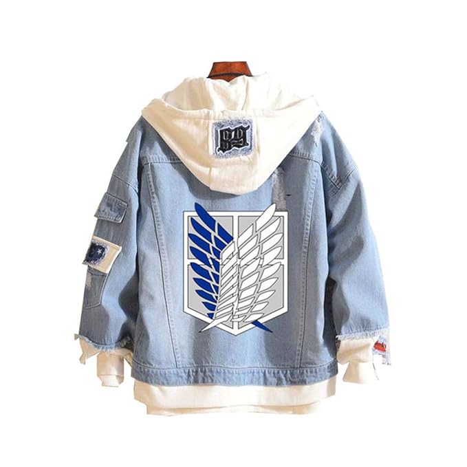 Cosstars Attack on Titan AOT Anime Hoodie Jeansjacke Unisex Cosplay Denim Jacket Outwear Mäntel