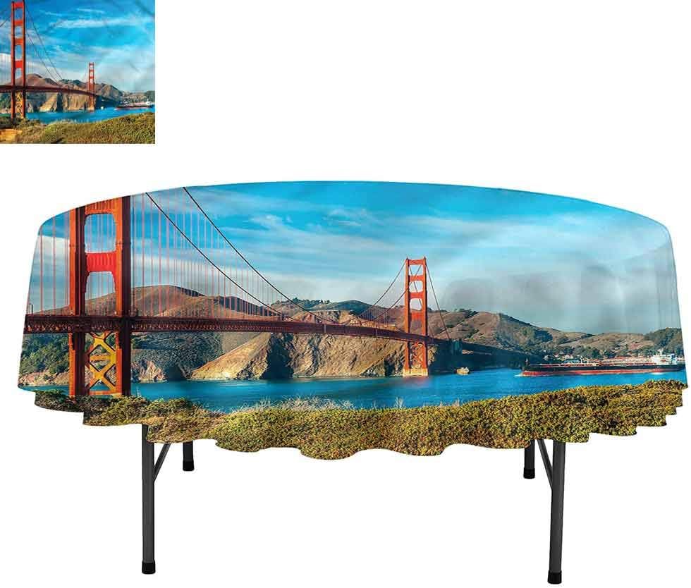 Aishare Store Landscape Tablecloth, San Francisco Ocean View, Round Premium Tablecloth for Wedding/Banquet/Restaurant, Round 50"