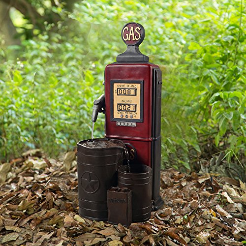 Peaktop FI0002AA Waterfall Fountain Peaktop-FI0002AA Outdoor, Vintage Gas Station Fou, 41", Red