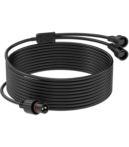 HUAREW Y-Splitter Extension Cable For Permanent Outdoor Lights – 1 Female To 2 Male, 3-Pin, 15cm Branches, IP68 Waterproof, Compatible With H705/H706/H805 Series