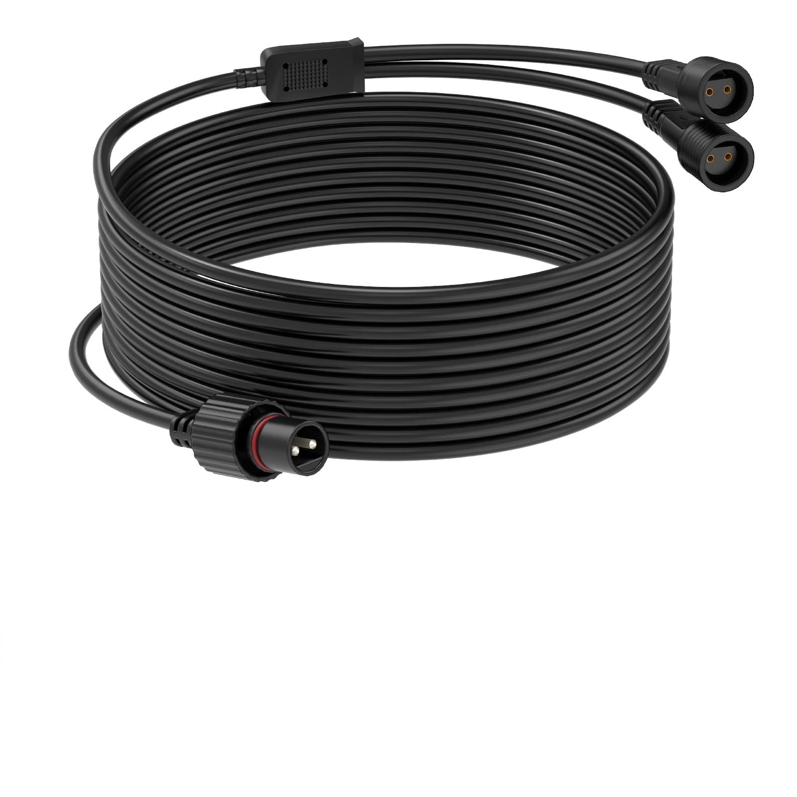 Photo 1 of 16.4Ft/5M Extension Cable with 1 to 2 Splitter for Christmas String Lights IP68 Waterproof Extension Lead 24AWG Extension Cord for Outdoor Solar String Lights, Indoor String Lights, 2 Pin