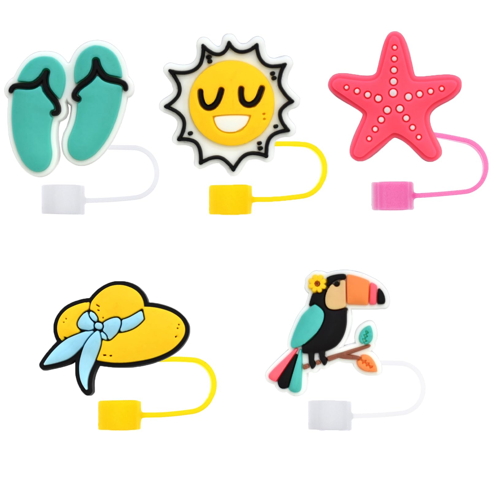 5 Pcs Beach Style Straw Cover - Suitable for 7-8mm Diameter Straws