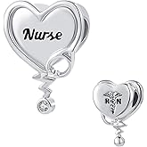 Chili Jewelry Heart Love Nurse Charm Nurse Cap Stethoscope RN Nursing Bead Compatible with Pandora Charms Bracelets