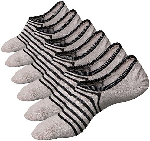 No Show Mens Womens Socks, PIPIKAKA Cotton Non Slip Low Cut Invisible Loafer Socks Boat Liner 3 Packs Gray