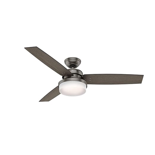 Hunter 52 Sentinel Brushed Slate Ceiling Fan With Light With