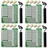 Electronics-Salon 4x Prototype Breakout PCB Shield Board Kit for Raspberry Pi 3 2 B+ A+, Breadboard DIY.