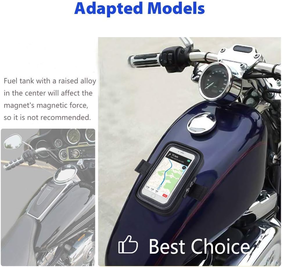Motorcycle Magnetic Tank Bag, Sportbike Phone Pouch Case with 8 Strong Magnets Touch Screen for Cell phone up to 6.3 Inch: Automotive