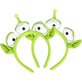 CCINEE 2Pack Alien Plush Headband，Green Alien Three-eyed Headband Plush Headwear Hat Accessories for Halloween Party Supply