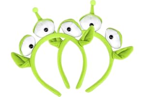 CCINEE 2Pack Alien Plush Headband，Green Alien Three-eyed Headband Plush Headwear Hat Accessories for Halloween Party Supply