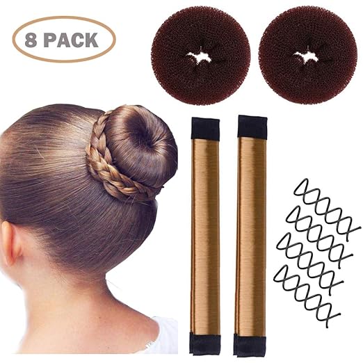 Magic Hair Bun Maker 8 pack Small Hair Buns 2 Donuts Bun