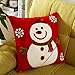 Red Embroidery Christmas Pillow Covers Set of 4, BLUETTEK Snowman, Christmas Deer, Snowflake, Merry Christmas Decorative Throw Pillow Case Cushion Covers 18 X 18 Inch for Bed Sofa