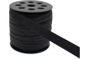 JESEP Black Fold Over Elastic 5/8 inch 40Yards Solid Stretchy FOE Band Trim for Sewing Elastic Fabric Ribbon for Crafts-Headband Making-Hair Ties(1.5CM)