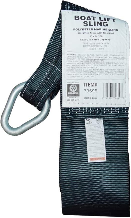 BHUSA Boat Lift Sling, Black, 6" x 12' Sports & Outdoors
