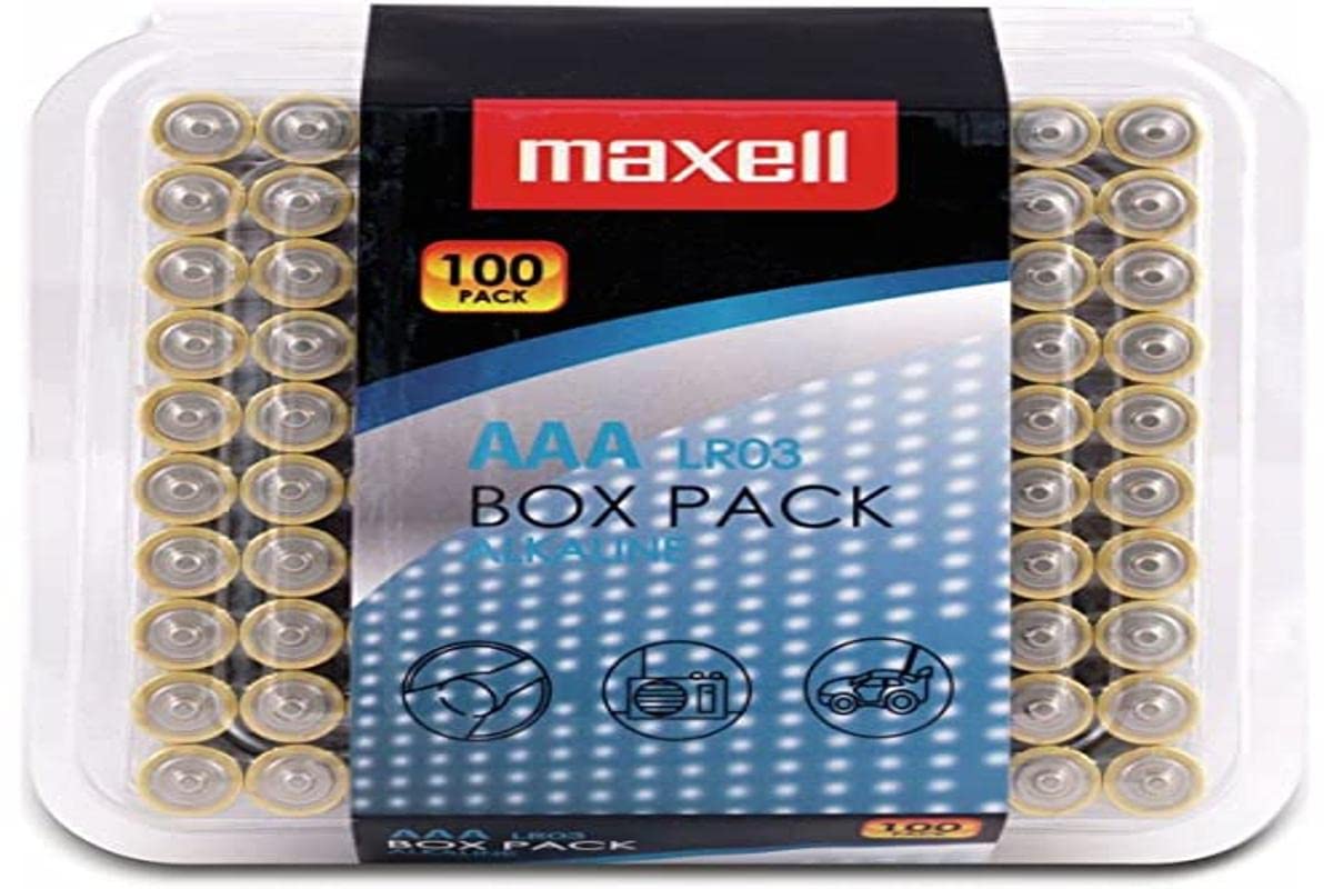 Maxell 790410 Alkaline LR03 AAA Batteries Box Pack (100 Pack)