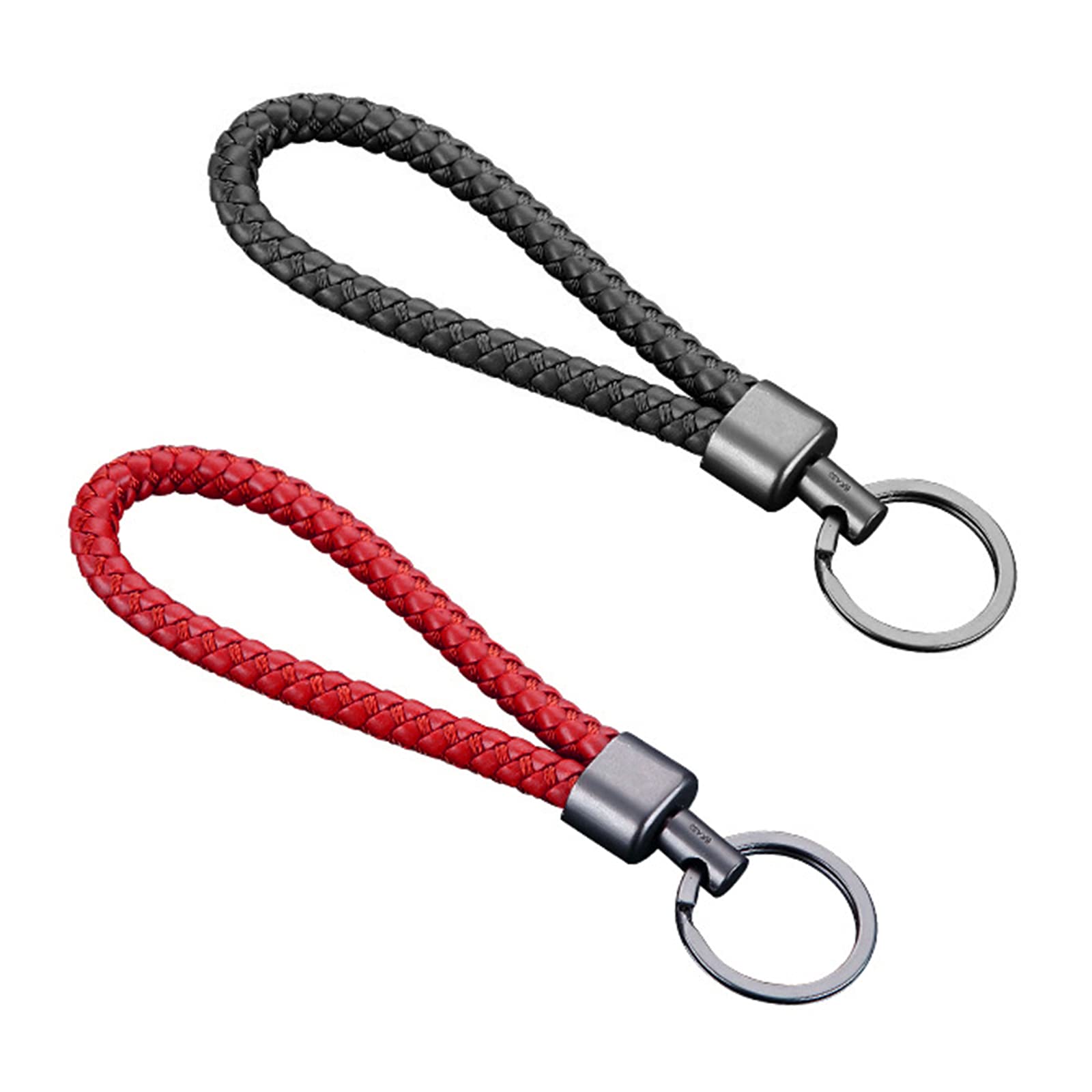 LxwSin Braided Leather Keychain, 2 PCS PU Leather Strap Keyring Car Braided Keychain Woven Rope Keyring with Zinc Alloy, Key Fob Hanging Ornament Business Gift for Men and Women Car Home Office Keys