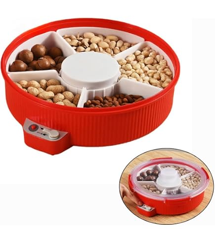 11-inch Vacuum Divided Snack Tray With Lid - 5 Removable Trays For Nuts, Fruits & Snacks