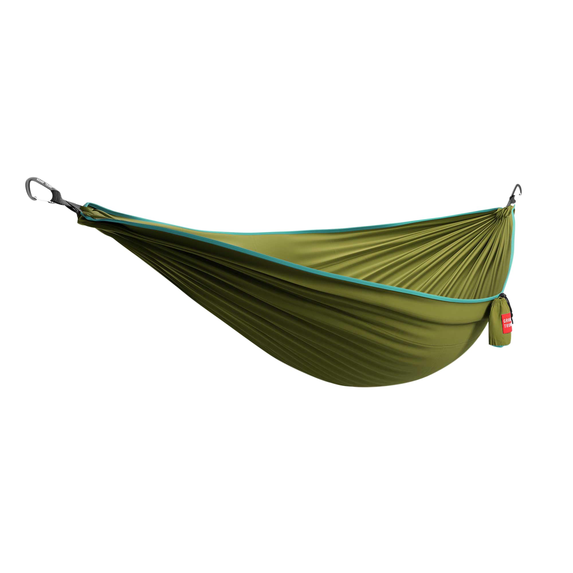 Grand Trunk TrunkTech Double Hammock | Strong, Lightweight & Compact 11' Hammock for Outdoor, Hiking, Backpacking & Travel - Weather-Proof, Ultra-Soft, Reflective Loops, 500lb Capacity (Green/Aqua)