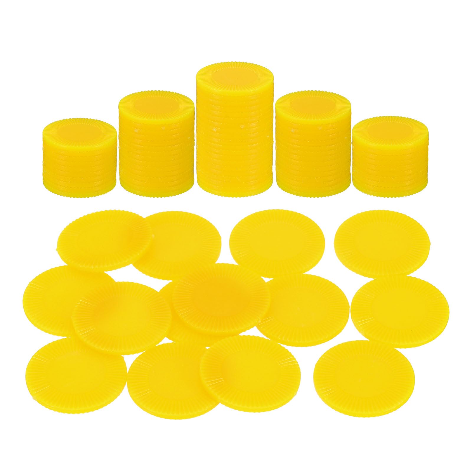 sourcing map 100Pcs Plastic Poker Chips, 1 Inch Mini Bingo Chips Learning Counters Counting Counters Disks Markers Opaque Game Tokens for Game Play Math Counting, Yellow, Pattern