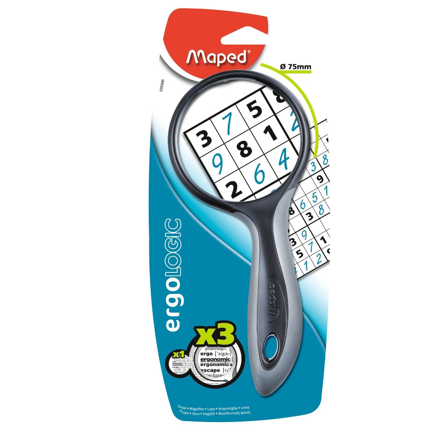 Helix 039300 Maped Magnifying Glass (75mm Diameter)