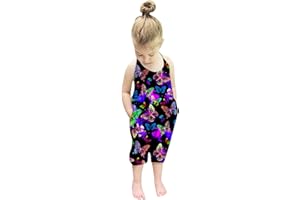 RAISEVERN Baby Girls Halter Backless Romper Toddler Kid Jumpsuit Pants Clothes With Pocket Size 1-5T