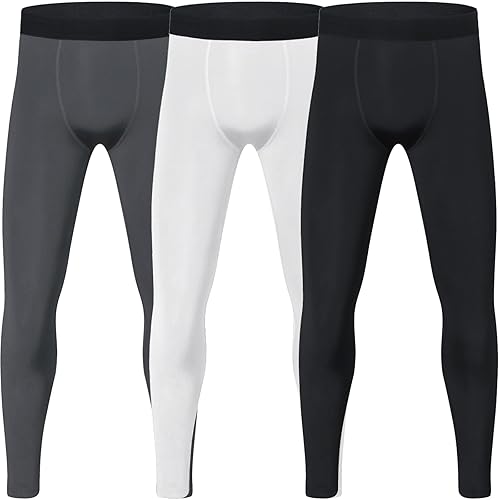 HOPLYNN Youth Boys' Compression Base Layer Sports Tights Leggings Black/Grey/White S
