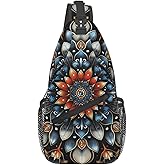 Krirteh Mandala Sling Bag For Women Men Fashion Backpack Crossbody Mandala Shoulder Bag Sling Backpack Chest Bag Travel Hiking Casual Sport Daypack