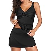 Talisea Womens Tankini Bathing Suits with Skirt Two Piece Tummy Control Swimsuits Ladies Swimwear
