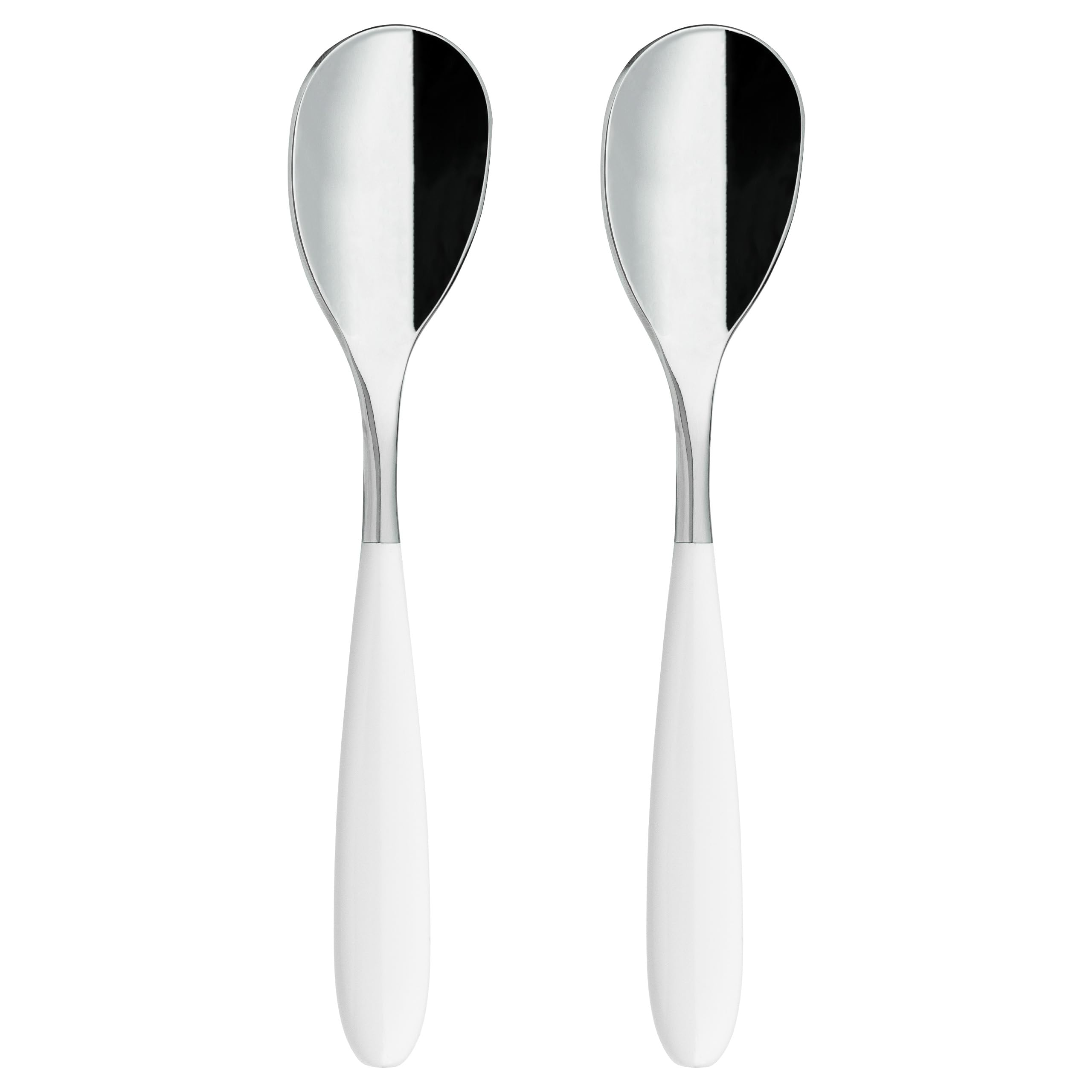 Grunwerg Yin & Yang Teaspoons 2TES650W, 18/10 Stainless Steel, Set of 2, White
