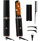 Hair Straightener Brush, Mesen Straightening Comb with Negative Ions for Women, 20s Fast Heating & 4 Temp Settings & Anti-Scald, Anti-Frizz Ceramic Hot Brush to Smooth Hair with Temp Display, Black