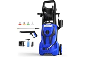 Electric Pressure Washer - 4500 PSI 3.2 GPM ZHUOLIN Power Washer for Cars Washing with 25FT Pressure Hose Reel 4 Interchangeable Nozzle & Foam Cannon,Blue