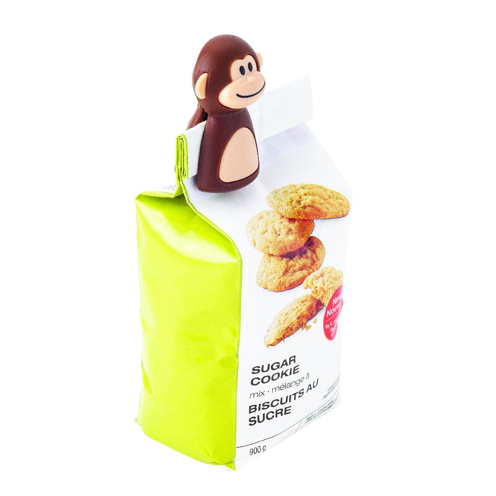Joie Kitchen Gadgets 77729 2-Piece Monkey Bag Clips, Brown/Beige, 3 x 3 x 7 cm