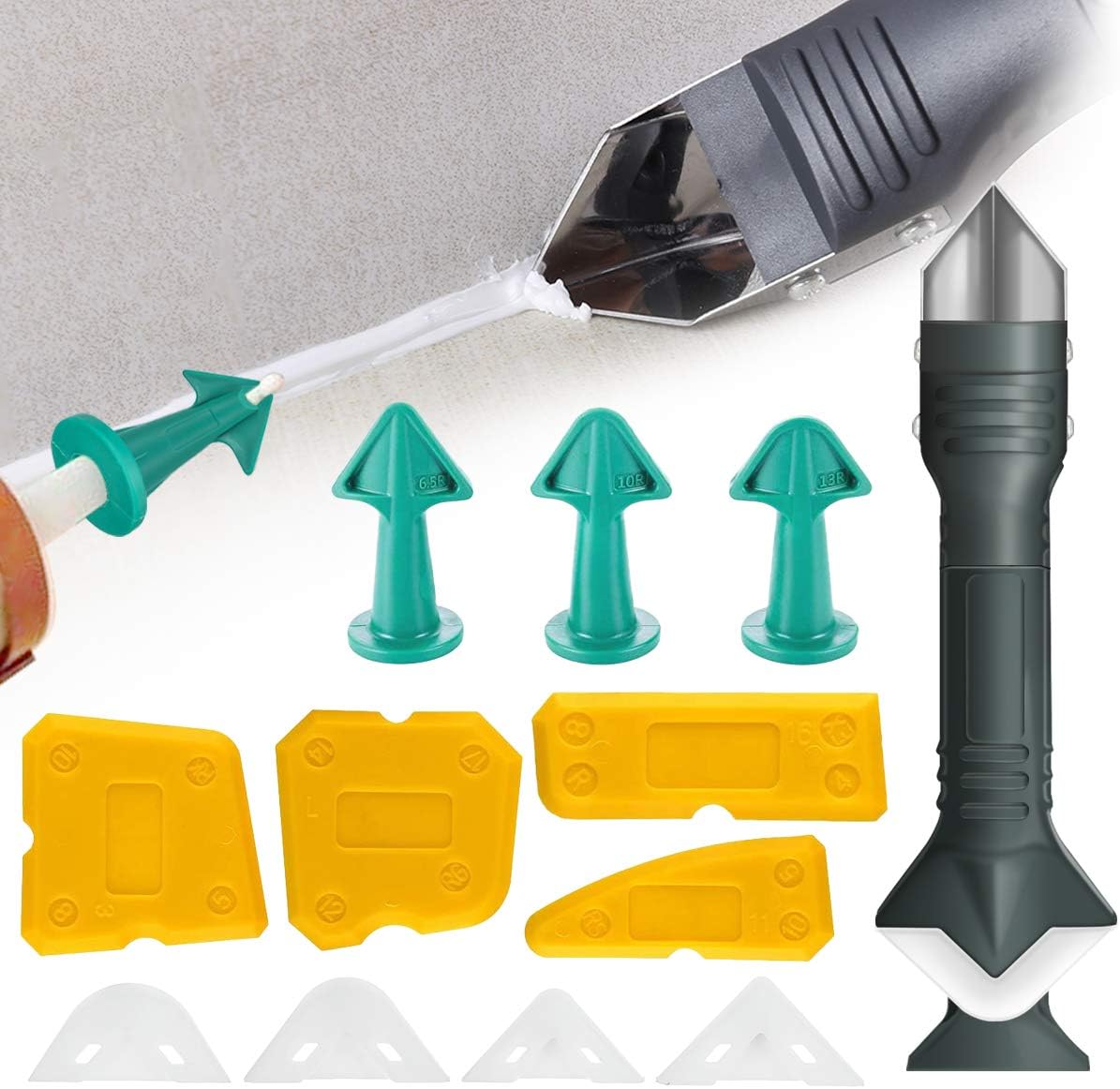 SAFETYON 13 pcs Silicone Sealant Remover, Caulking Tool Kit with Caulk