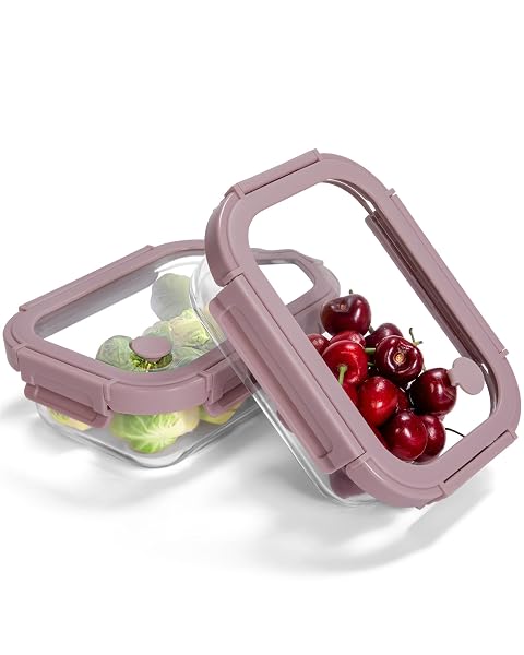 BOROHOUSE 2-PACK GLASS FOOD STORAGE CONTAINERS WITH TEMPERED...