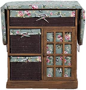 DLT Centro de Madera sólida Retro Tabla de Planchar con 3 Rattan cajón