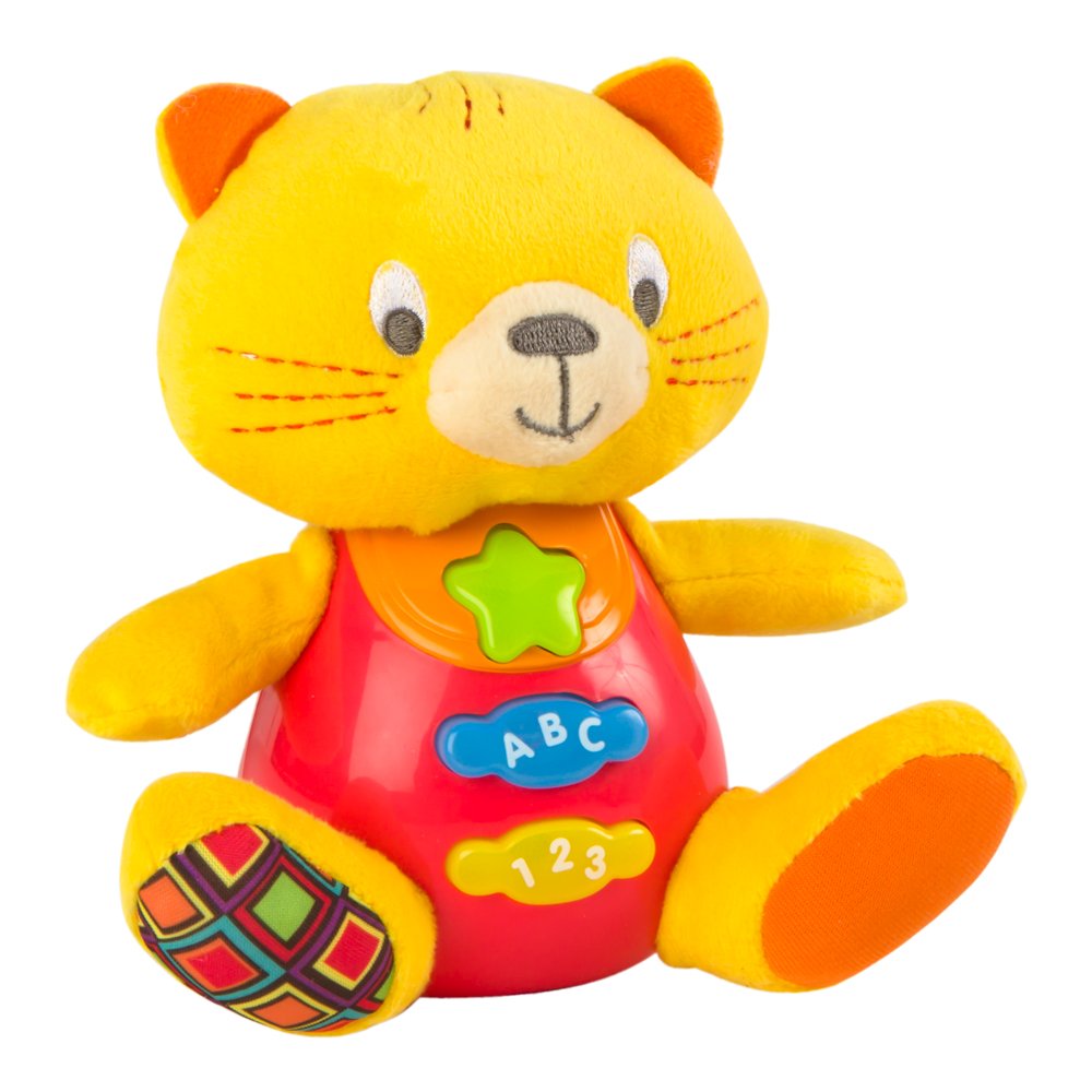 WinFun ColorBaby 85178 Talking Plush Toy for Babies, Colourful Lights, Language: Spanish Kitten