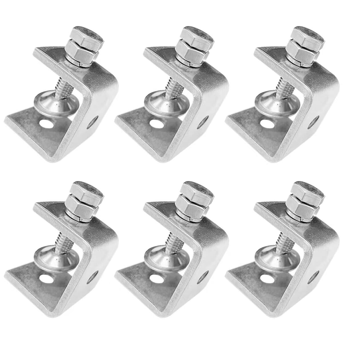 Stainless Steel C Clamps Mini 16-30Mm for Mounting, Heavy Duty Woodworking U Clamp Set Tiger Clamp Tools with Stable Wide Jaw Opening & Protective Pads for Welding/Carpenter(6Pcs)