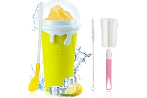ROEDEER Slushy Cup Maker,Large Slushie Maker Cup 500ml,Double Layers Silicone Slushie Cup Maker Squeeze Cup,Quick Frozen Magic Slushy Maker Cup,DIY Slush Cup,Cool Stuff Gifts for Kids and Family - Yellow