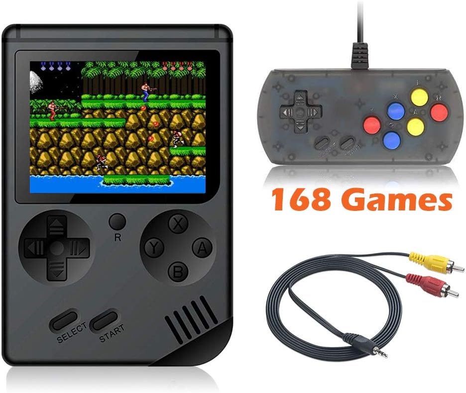 FAITHPRO Handheld Game Console with Built in 168 Games, 2 Player 3 Inch Screen USB Charger Supports TV Output Retro FC Video Game Console, Good Gifts for Kids and Adults