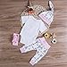 Newborn Girls Clothes Baby Romper Outfit Pants Set Long Sleeve Winter Clothing (6-9Months, Pink)
